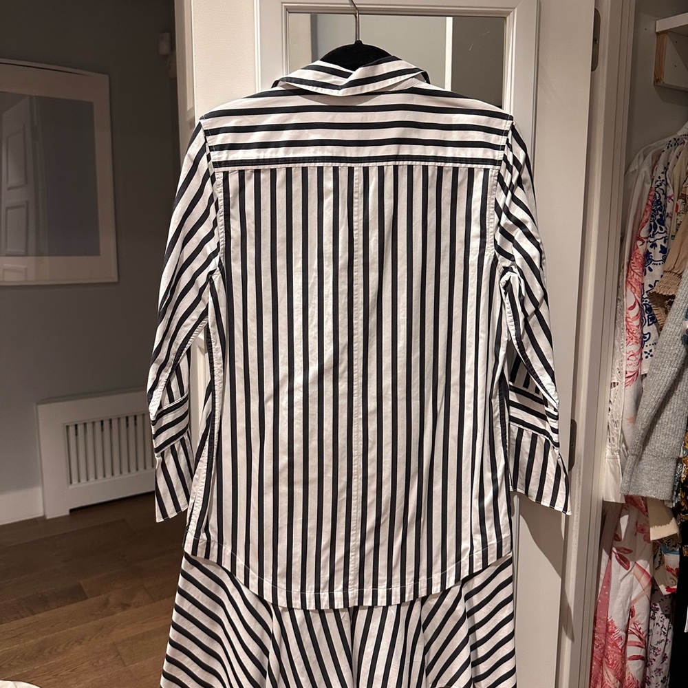 Navy and white shirt dress